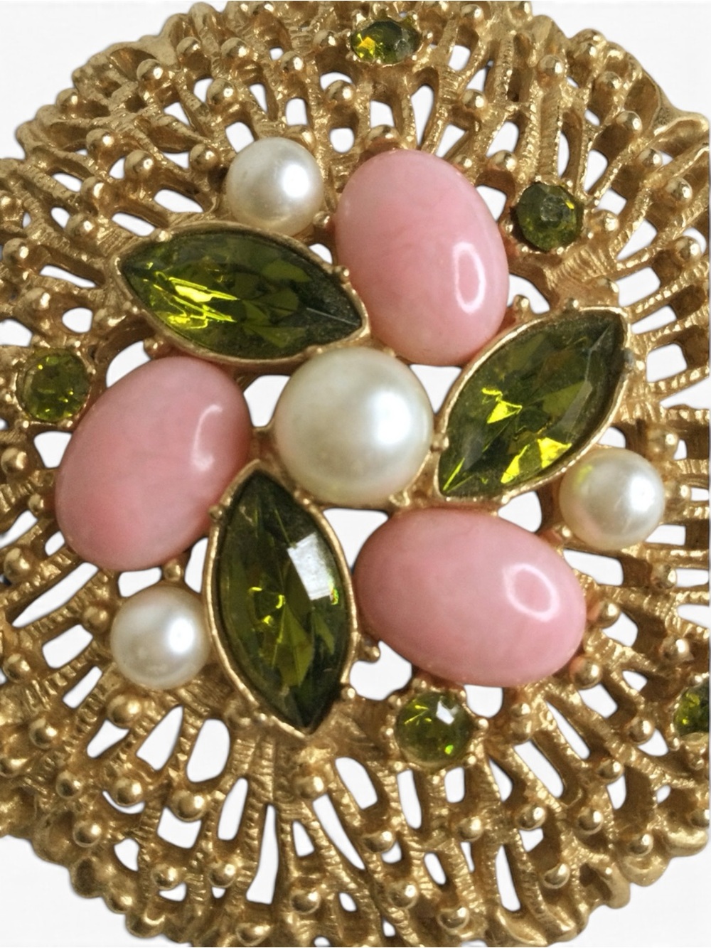 Vintage Sarah Coventry 'Fashion Splendor' Gold‑Tone Floral Statement Brooch - Picture 8 of 12